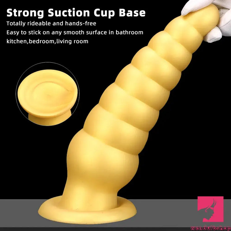 10.63in Soft Silicone Big Gold Butt Plug Dildo For Anal Expansion Orgasm