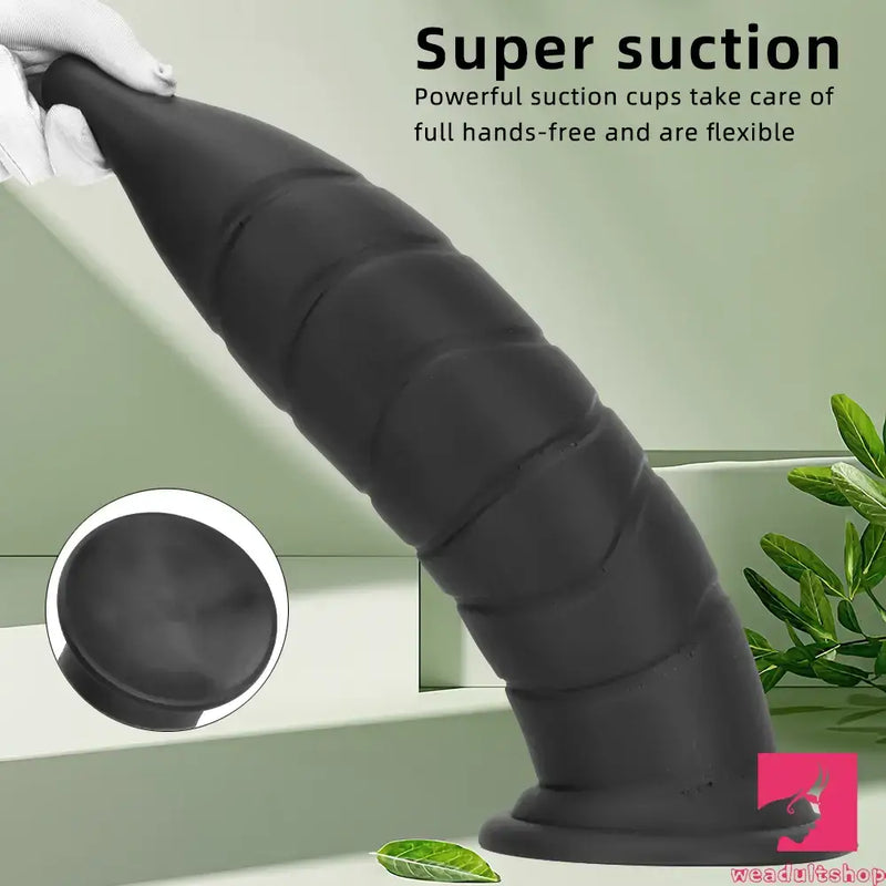 14.37in Fantasy Long Big Silicone Soft Black Dildo Anal Plug For Anus