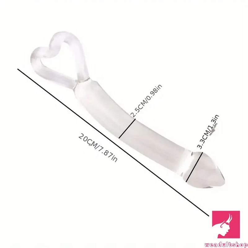 7.87in Clear Premium Unisex Glass Crystal Dildo For Female Male Gay