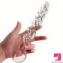 8.66in Spiral Texture Glass Dildo For Women Men Anal Vaginal Clit Toy