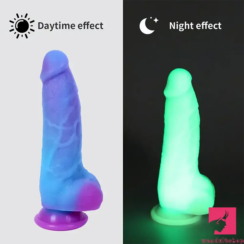 7.4in Unisex Soft Flexible Silicone Luminous Dildo Sex Adult Toy