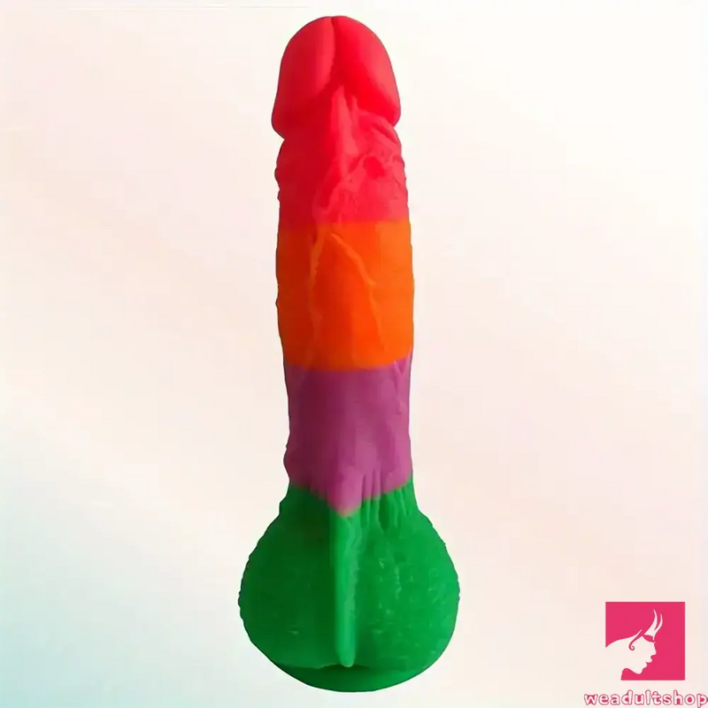 7.9in Silicone Rainbow Soft Dildo For Women Men Couple G-spot Clit