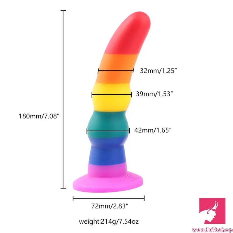 5.11in 6.1in 7.08in Silicone Rainbow Flexible Dildo For Gay LGBT Sex Love