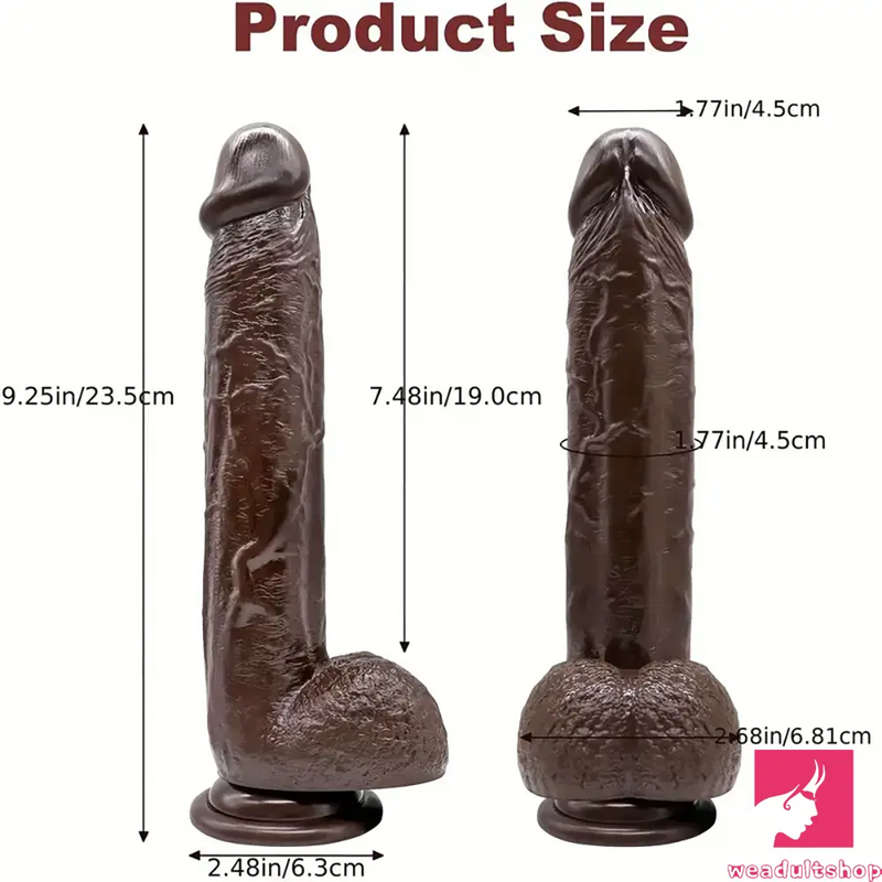 9.25in Soft Big Silicone Ebony Real Dildo For Women Anal Stimulator