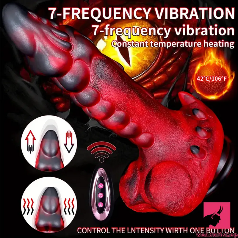 9.25in Retractable Heating Remote Control Vibrating Soft Dildo