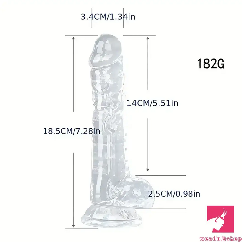 7.28in Clear Top Quality Crystal Dildo For Women Men G-Spot Vaginal Sex