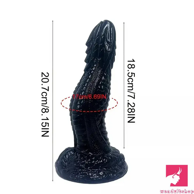 8.15in Silicone Dragon Large Soft Black Dildo For Male Strong Suction Cup