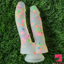 7in Soft Silicone Confetti Colorful Double Headed Dildo For Sex Toy