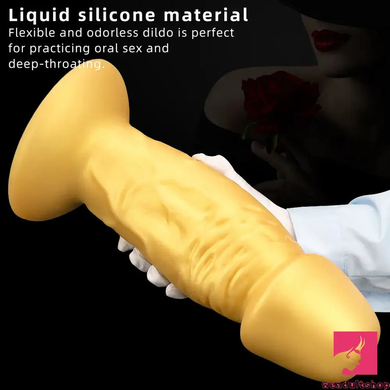 13.38in Super Long Big Silicone Soft Gold Dildo For Women Men