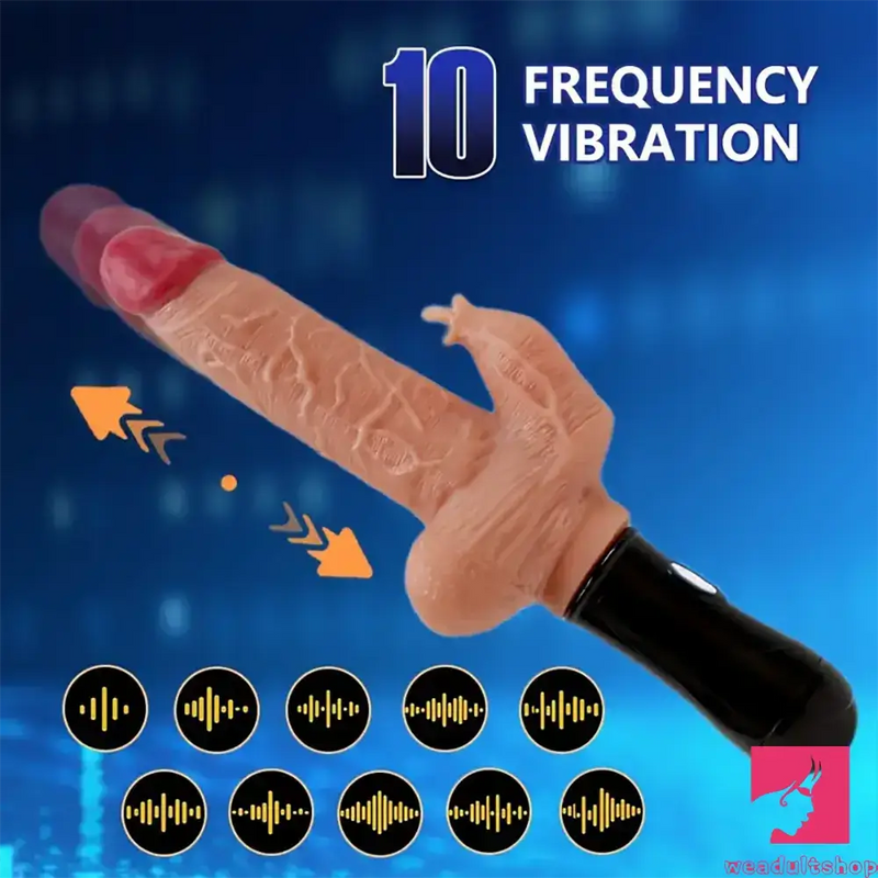 5.5in Real Silicone Soft Thrusting Swing Heating Vibrating Dildo With Handle