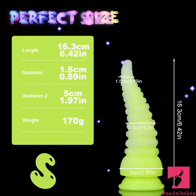 6.42in 7.48in 8.66in Fluorescent Octopus Tentacle Soft Dildo For Couple Sex