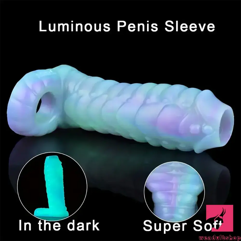 5.39in Lifelike Silicone Soft Dildo Sleeve Snake Luminous Cock Extender