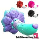 7.4in Soft Flexible Silicone Rose Shape Colorful Particles Dildo