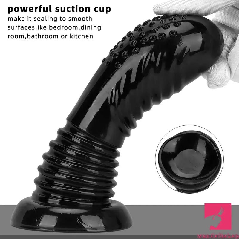 7.08in Fantasy Black Spiked Thick Dildo For Anal Vaginal Sex Toy