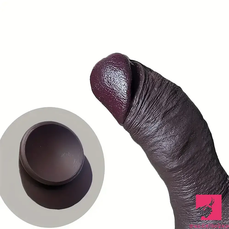 9.44in Lifelike Ebony Fat Silicone Large Soft Real Dildo With Suction Cup