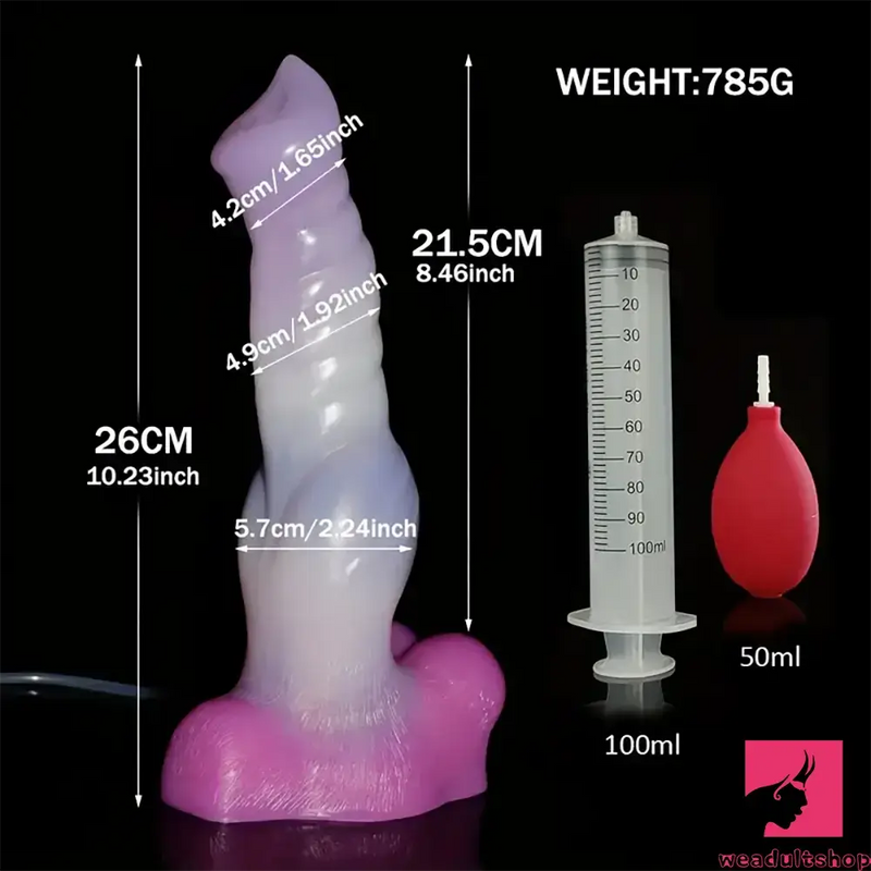 10.23in Fantasy Animal Dog Cock Knot Ejaculating Big Dildo For Women