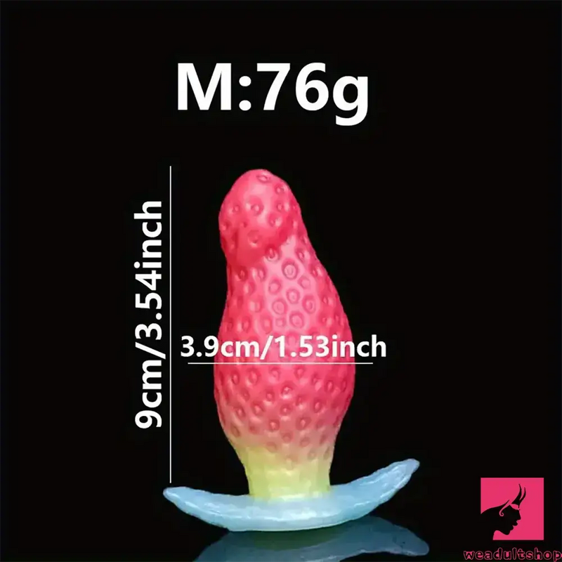 2.75in 3.54in 4.33in Strawberry Small Unisex Silicone Soft Dildo For Anus