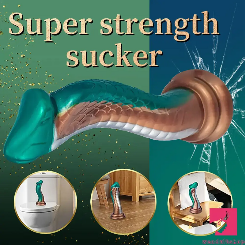 9.06in Silicone Soft Big Fantasy Snake Curved Dildo For Sex Toy