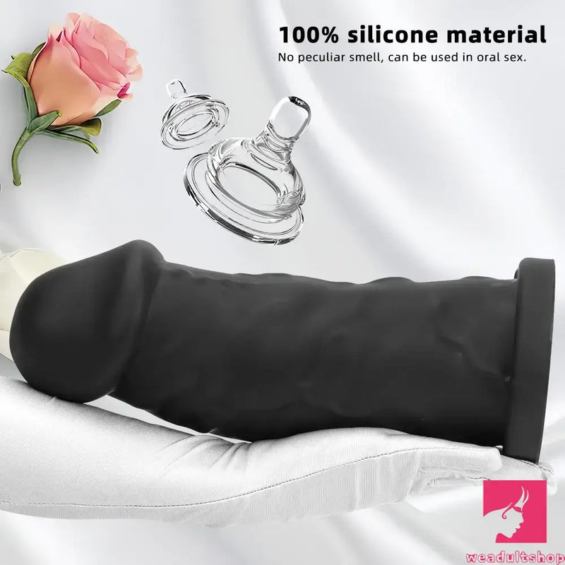 9.25in 11.02in 12.2in Super Big Silicone Soft Black Mushroom Real Dildo