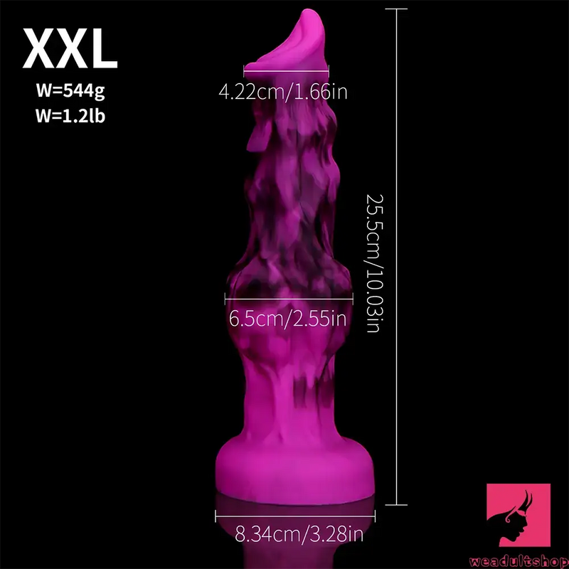 6.65in 7.63in 8.3in 9.25in 10.03in Fantasy Dog Knot Silicone Real Dildo