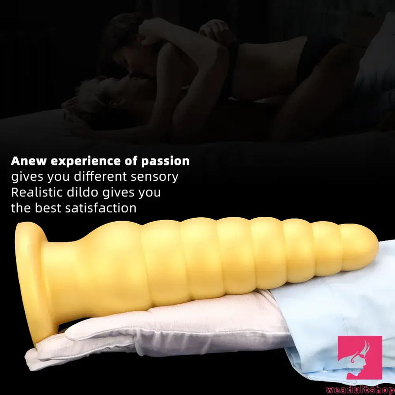 10.63in Soft Silicone Big Gold Butt Plug Dildo For Anal Expansion Orgasm