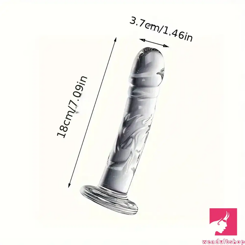 7.09in Clear Elegant Glass Crystal Dildo For Female Male Sex Orgasm