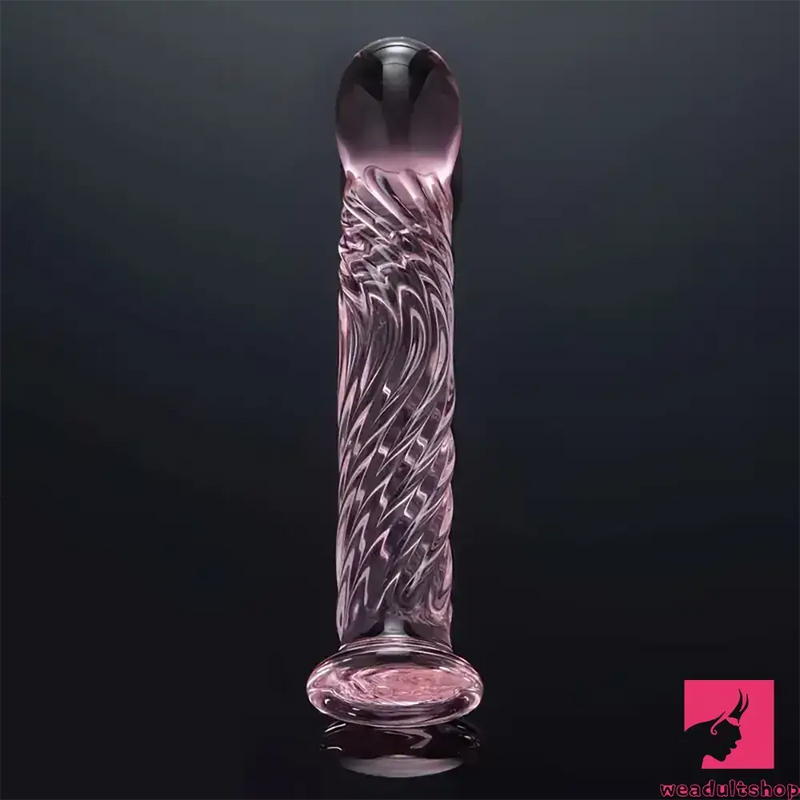 6.69in Realistic Pink Threaded Glass Dildo For Female Sex Toy