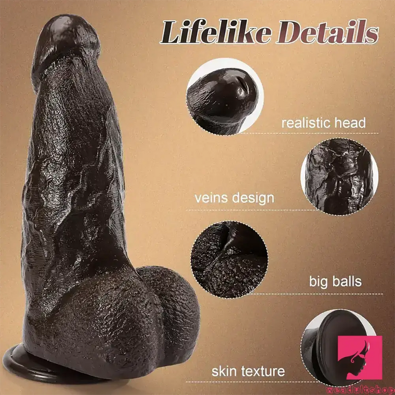 9.84in Superb Skin Sensation Real Thick Ebony Dildo For Female Men