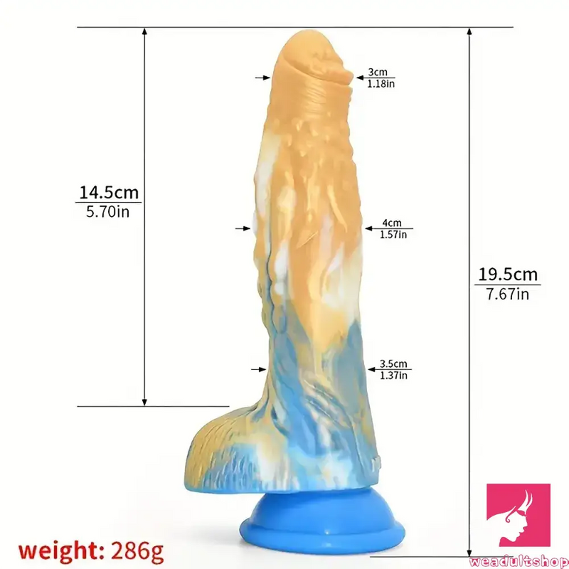 7.67in Silicone Fantasy Soft Dildo For G-Spot Anal Stimulation Sex Toy