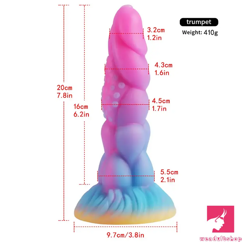 7.8in Monster Luminous Silicone Women Dildo For Hands-Free Sex Play