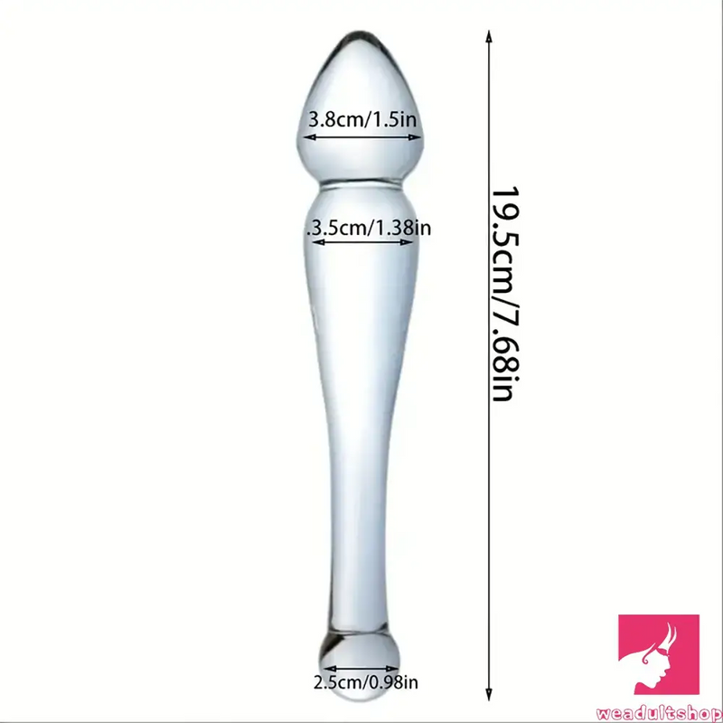 7.68in Unisex Glass Double Heads Dildo External Anal Clit Opener