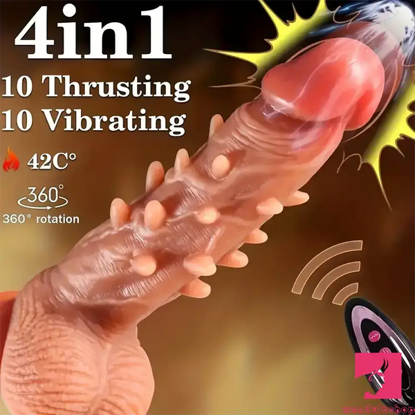 8.66in Big Spiked Vibrating Thrusting Rotation Silicone Soft Heated Dildo