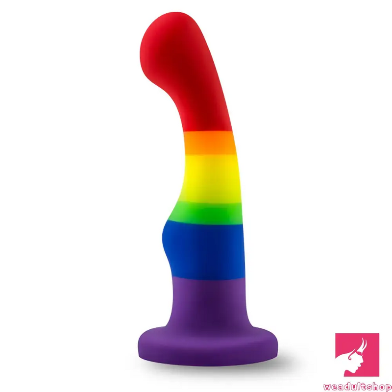 5.83in Unisex Silicone Soft Rainbow Dildo Adult Toy For Gay LGBT