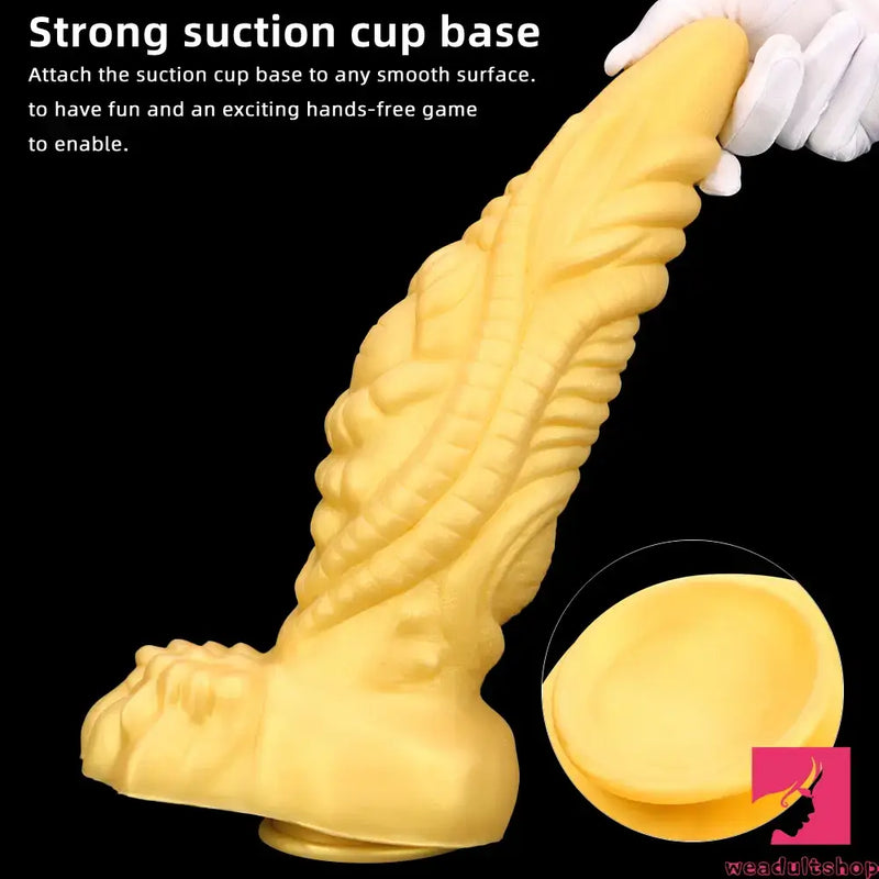 14.56in Premium Gold Liquid Large Soft Long Fantasy Silicone Real Dildo