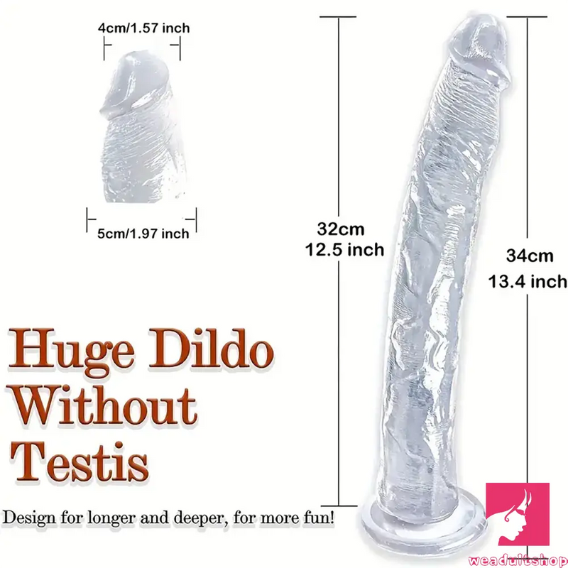 13.4in Lifelike Large Long Jelly Real Dildo With Balls-Free Small Glans