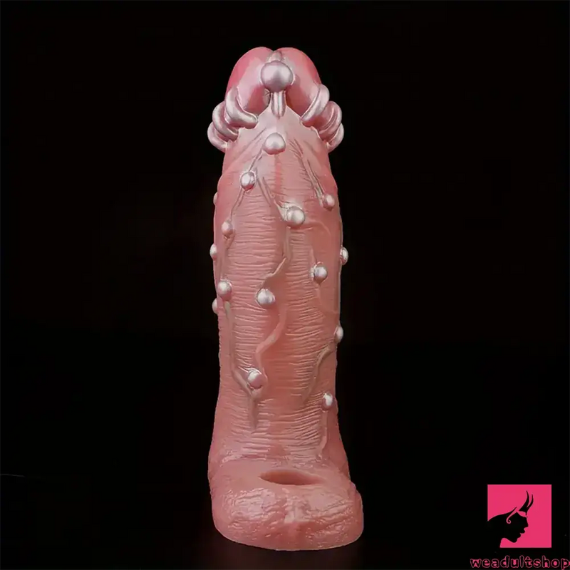 8.46in Realistic Large Silicone Soft Dildo Sleeve With Pearl Love Toy