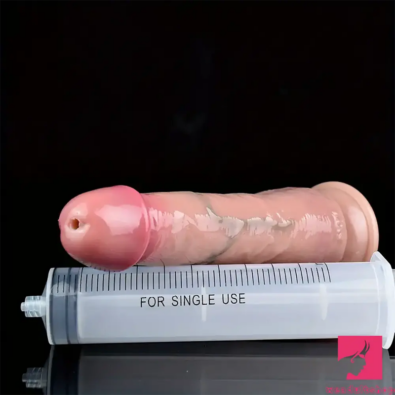 7.28in Soft Real Skin Silicone G Spot Squirting Strapon Dildo For Sex