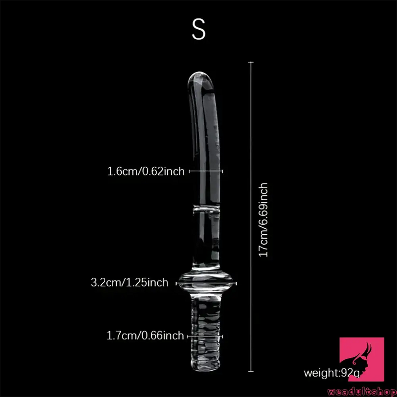 6.69in 6.88in 7.08in 7.28in Clear Glass Crystal Dildo With Handle Sex Toy