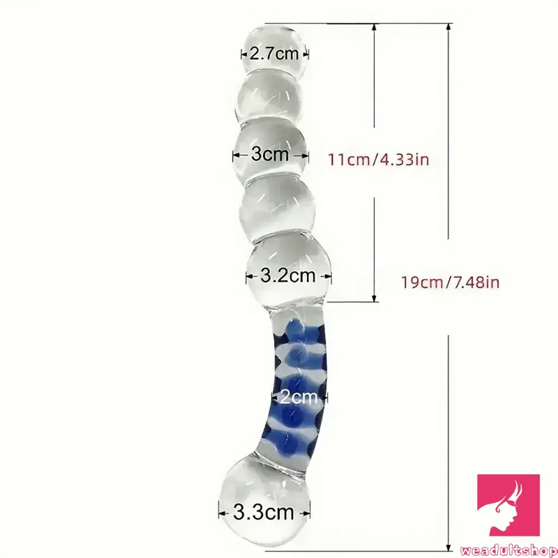 7.48in Clear Real Glass Crystal Dildo For G-Spot Vaginal Sex Toy