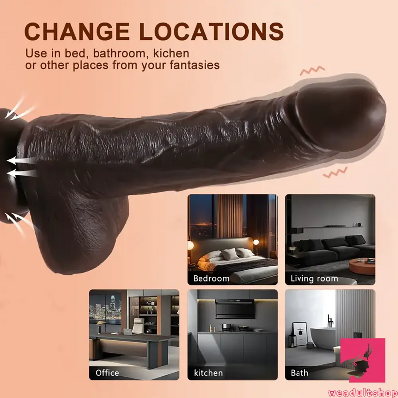 8.7in Soft Big Silicone Thrusting Rotating Heating Remote Auto Dildo