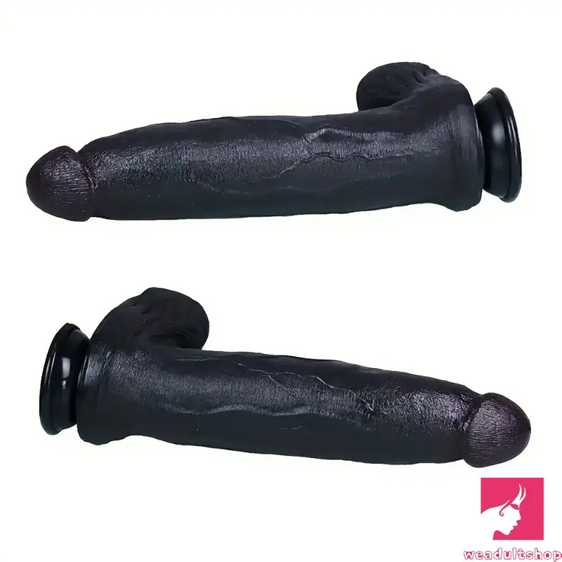 12.2in 13.4in Real Looking Silicone Large Long Flexible Ebony Dildo