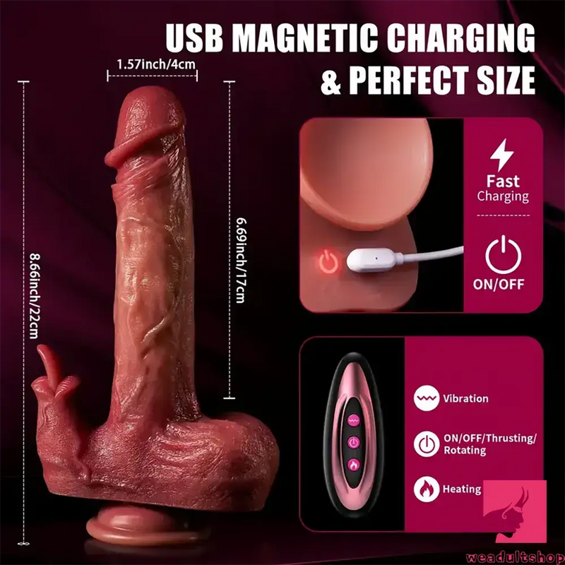 8.66in Realistic Thrusting Licking Heating Vibrator Dildo For Anal Sex