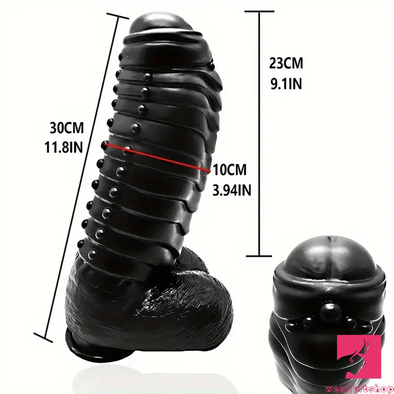 11.8in Realistic Big Black Uncut Spiked Thick Dildo For Female Male Sex