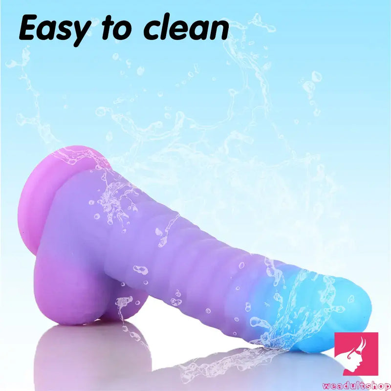 8.15in 9.06in Mixed Color Silicone Gradient Big Soft Odd Dildo Adult Toy