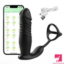 5.91in Black Auto Vibrating Thrusting APP Controlled Dildo With Penis Ring