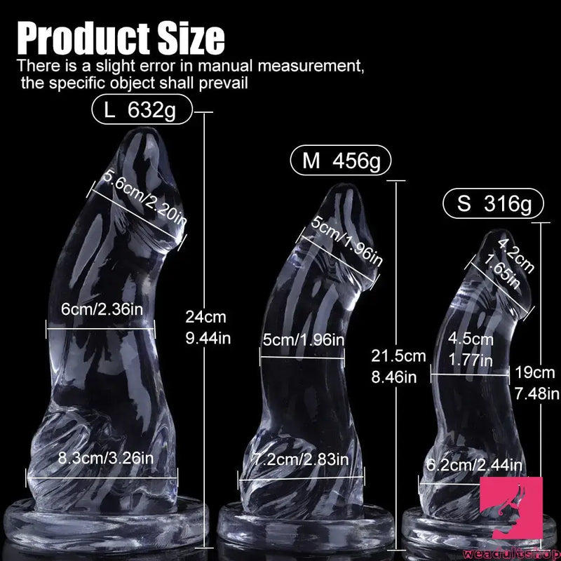 7.48in 8.46in 9.44in Clear Big Dildo Sex Toy For Sex Orgasm Pleasure