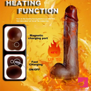 9in Ebony 4in1 Heating Thrusting Vibrating Rotation Remote Auto Dildo