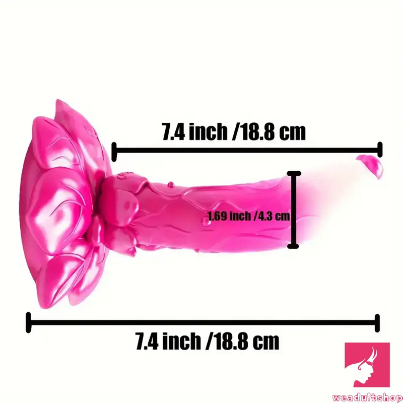 7.4in Soft Flexible Silicone Rose Shape Colorful Particles Dildo