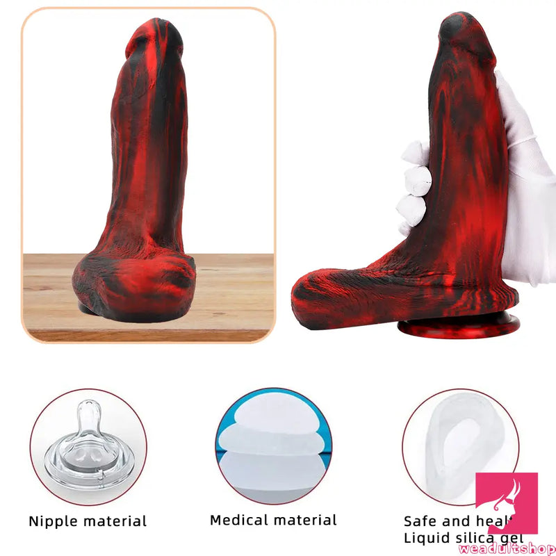 9.05in Large Thick Silicone Soft Mixed Color Dildo For Male Female