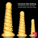 7.48in 11.02in 15in Soft Gold Silicone Spiral Spiked Big Butt Plug Dildo